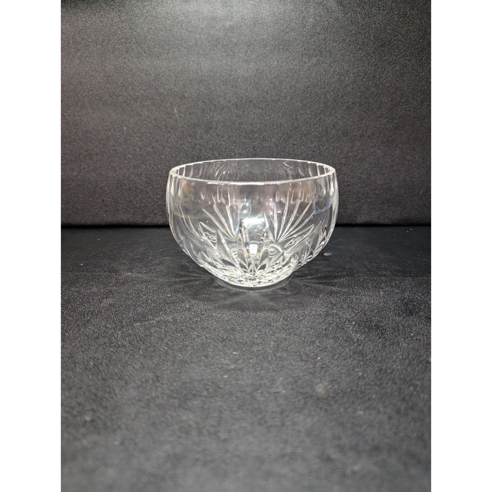 Diamond Fan Pattern Cut Crystal Bowl, Scalloped Edge, 4.5" Diameter Decor Accent